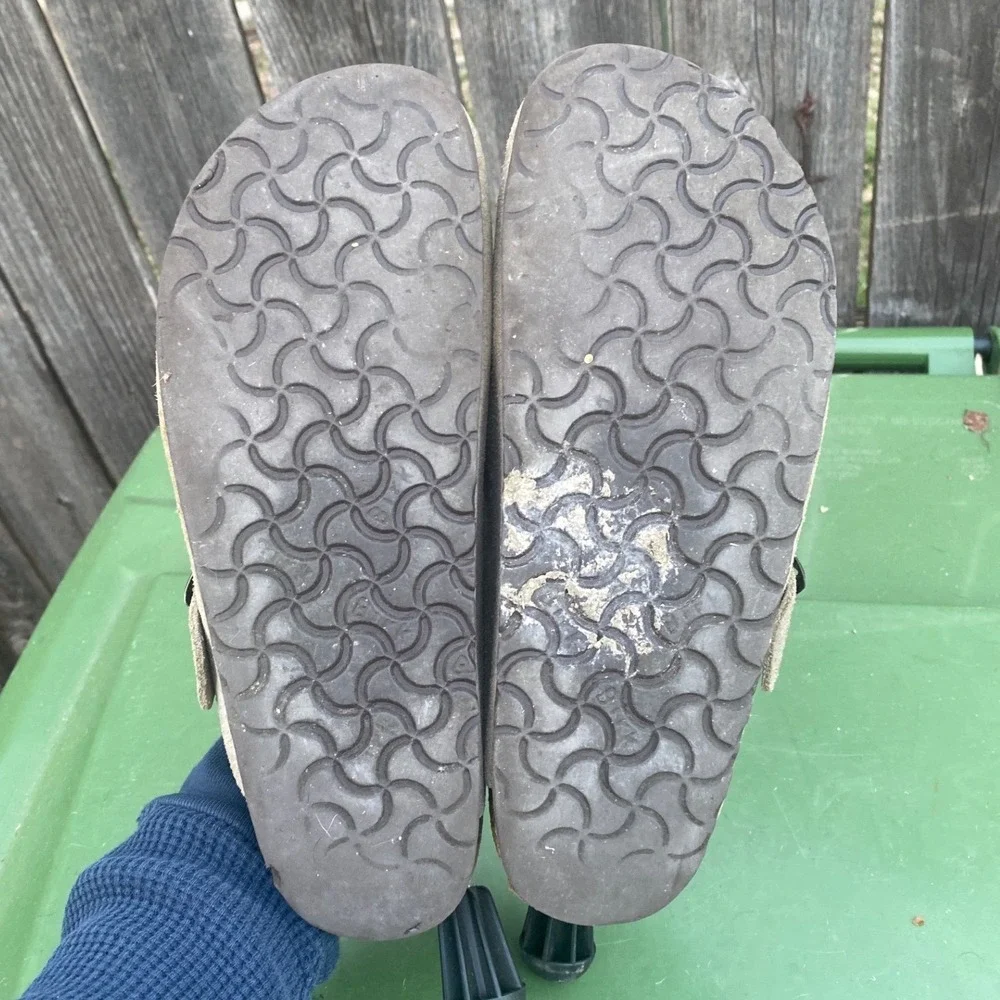 Birkenstock Boston Suede Clogs Taupe Mens Size‎ 41 M8 L10 Adjustable Strap
